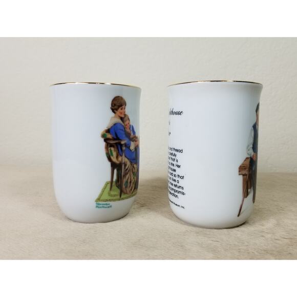 Norman Rockwell Coffee Mug Teacup 10oz Bedtime 4 1/4" The Lighthouse 1982 x2 - Picture 9 of 13